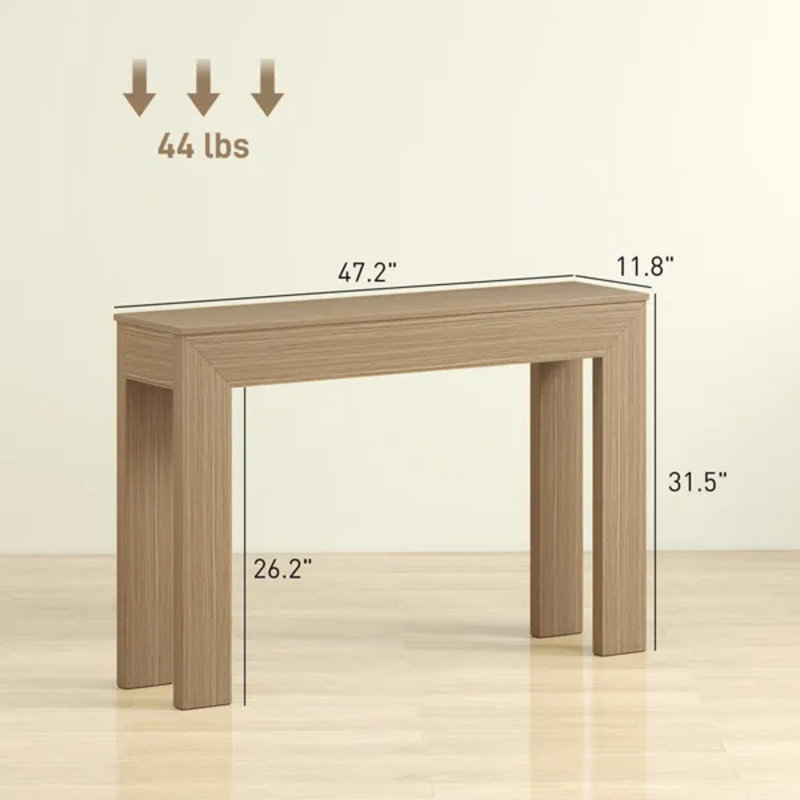 Console de 47 po de style console étroite moderne de 47 po avec finition en bois naturel pour le couloir et le salon
