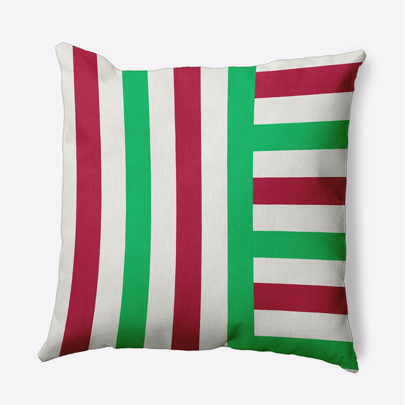 Coussin décoratif rayé en polyester pour l'intérieur et l'extérieur, 20 po x 20 po, Carré