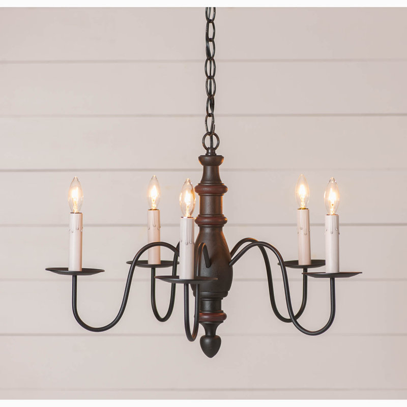 Lustre classique à 5 lumières de style bougie Anupriya, Noir