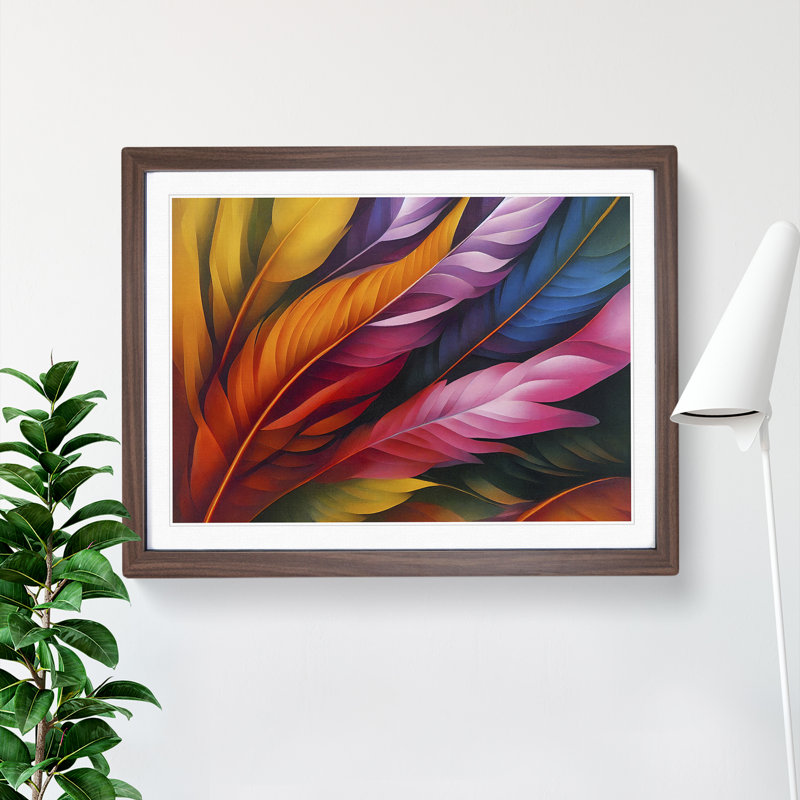 Blessed Bird Feathers - Framed Print, Walnut, 46cm H x 64cm W x 2cm D
