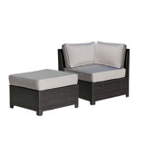 Monaco Brown And Grey Corner Chair And Ottoman Seating Set