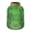Dsy Floral Vase With Gold Rim, Embossed Fern Leaf, Green Glass 8 Inch-123079039