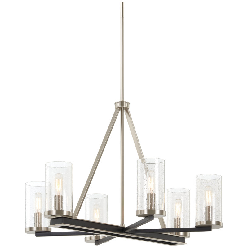 Alam 6 - Light Steel Dimmable Wagon Wheel Chandelier