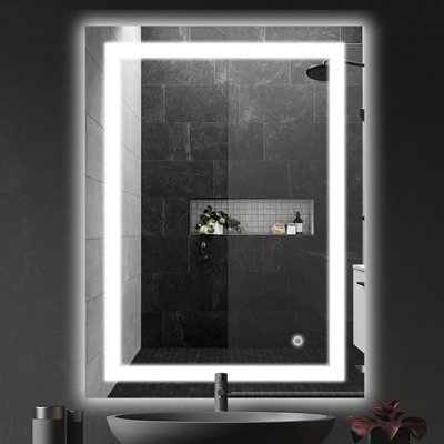 Frameless LED Bathroom Mirror, Front and Back Light, Anti-fog, 3 Colors, Horizontal/Vertical