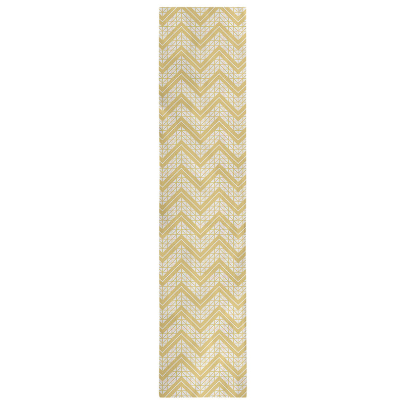 Chemin de table à chevrons à la main classic Stephenie, 16 po x 72 po, Jaune miel