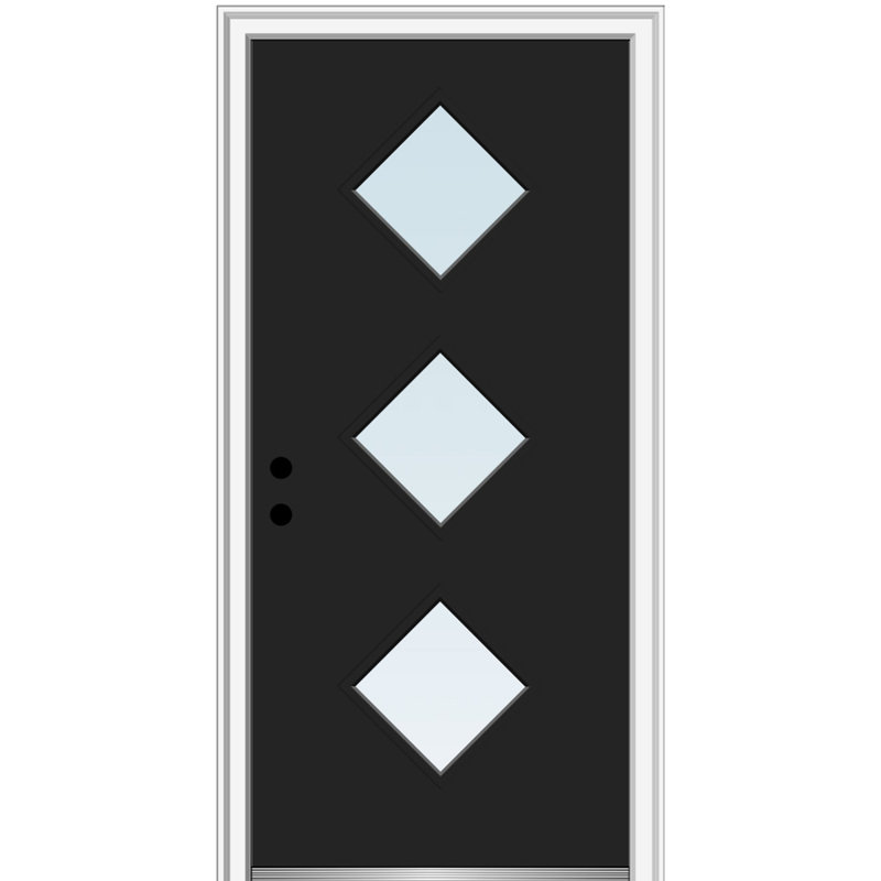 Porte d’entrée pré-raccrochée en acier Spotlight, H 80 po x l 32 po x P 1,75po, S'ouvre à droite vers l'intérieur, Noir