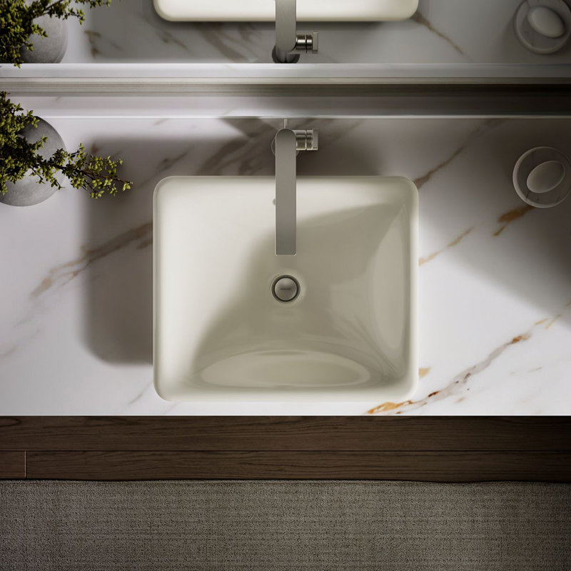Lavabo de salle de bain rectangulaire en métal avec trop-plein 6,3 po Iron Plains ™, Beige