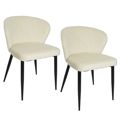 Mercer41 Side Chair Set Of 2, Upholstered Velvet Dining Chair , Beige by Mercer41