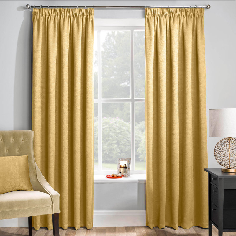 Armington Pencil Pleat Light Reducing Thermal Curtain, Ochre, 168cm Width x 229cm Drop