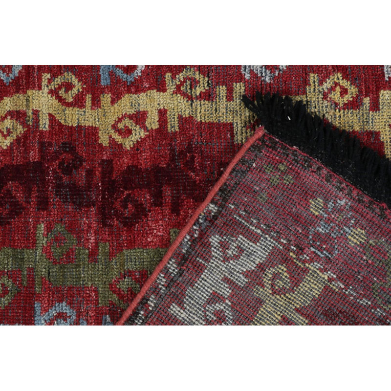 Burano Handmade Kilim Wool Geometric Area Rug, Runner 3' x 10'