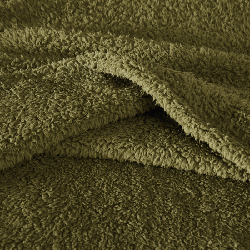 My World Cloud Sherpa Throw, Olive Green