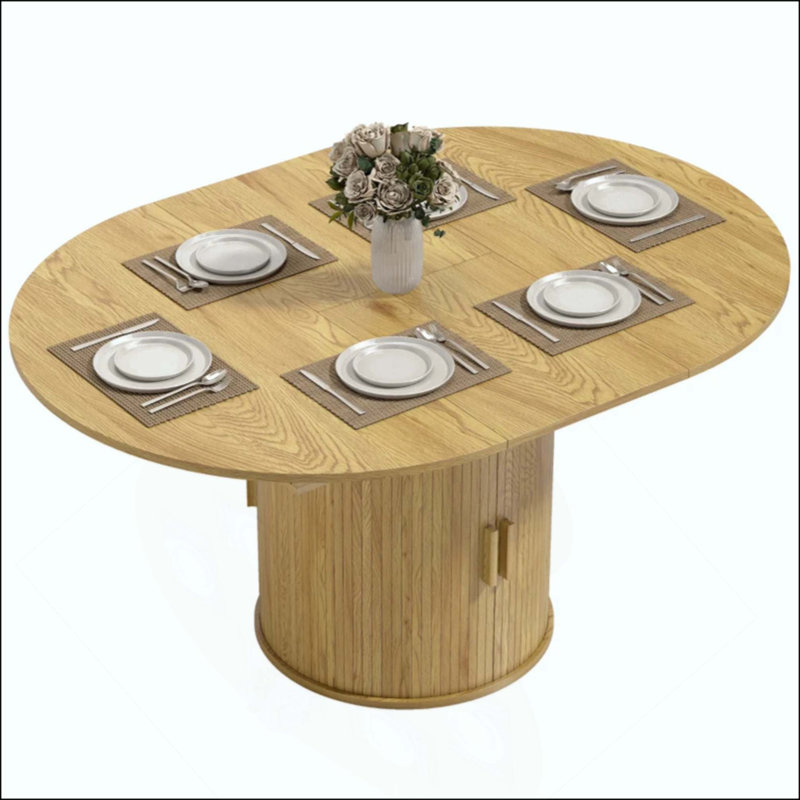 Table de rangement avec rangement, table de salle à manger extensible, Bois naturel