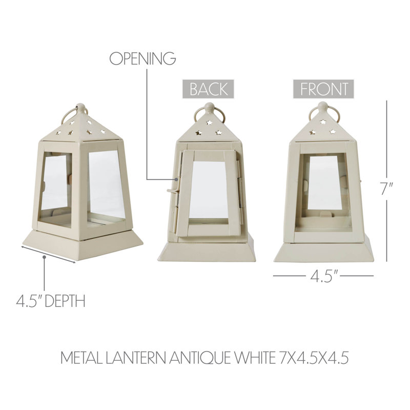 Photophore en métal Festive Finds, H 7 po x l 4,5 po x P 4,5 po, Blanc