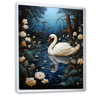 Cygne dans la nuit - reproductions d'art mural animaux cygnes