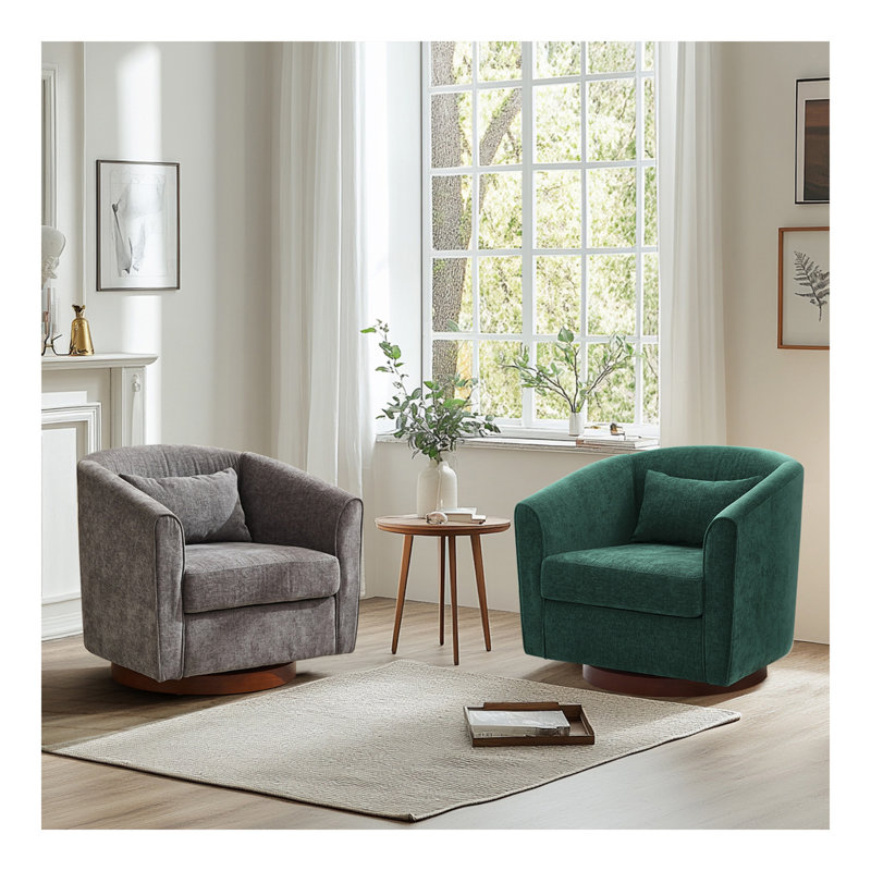 Fauteuil d'appoint pivotant pour le salon, fauteuils avec base en bois et fauteuil d'appoint pivotant confortable pour le salon