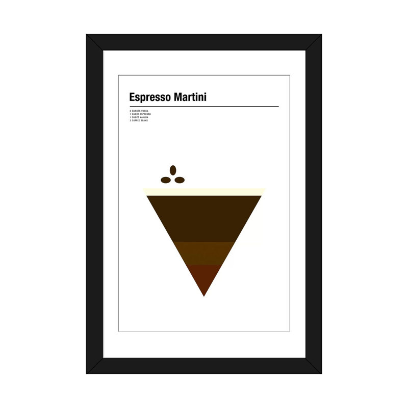 « expresso martini », impression sur toile, H 24 po x l 16 po x P 1 po, Papier d'art encadré noir, Blanc