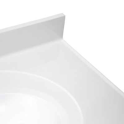 73 Inch Cultured Marble Vanity Top Two Sinks with Backsplash, White