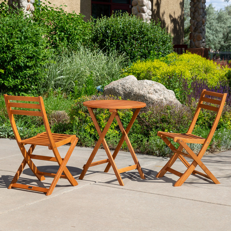 Obermeyer 2 - Person Wood Patio Dining Set with Round Table, Brown
