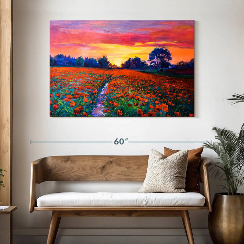 Alvord Red Poppy Flower Field, 32" H x 48" W