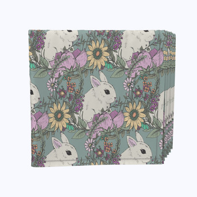 Polyester Floral Square Napkin