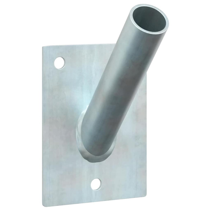 Flag Pole Holde Steel Holder Display Decorative Mount Indoor Outdoor, Silver, 10.5cm W  x 7.5cm D