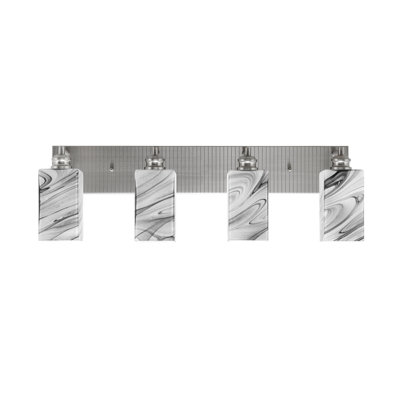 Edge 4 Light Bath Bar Shown With 3.5" Square Onyx Swirl Glass