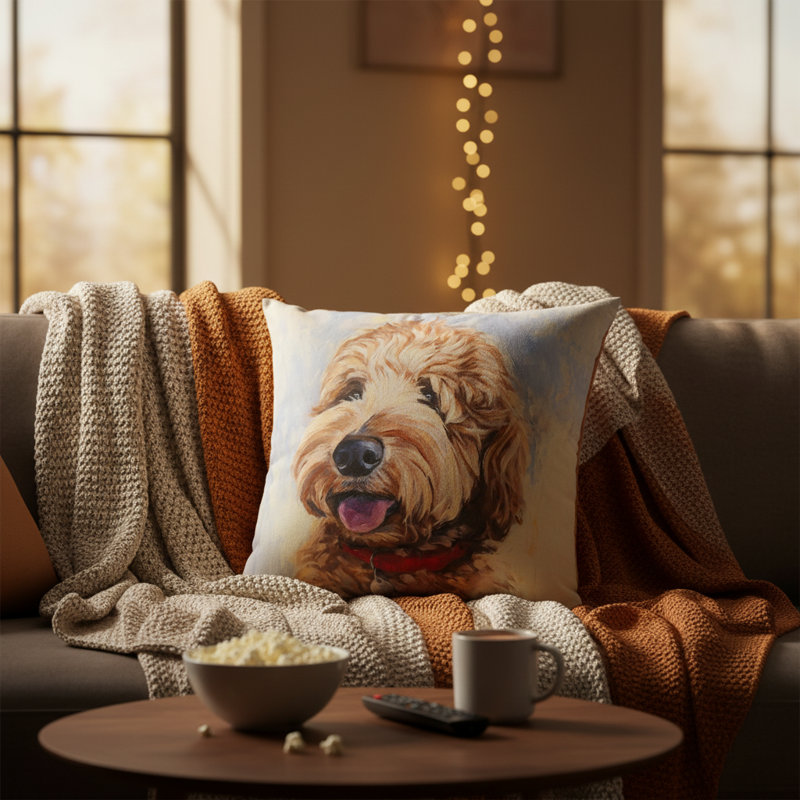 Oreiller décoratif manuel d'extérieur 18 po x 18 po Doodle Climaweave