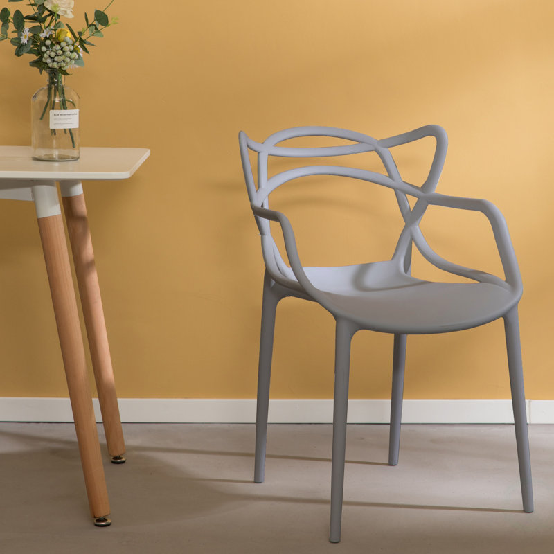 Davida 16'' H Stacking Armchair, Gray