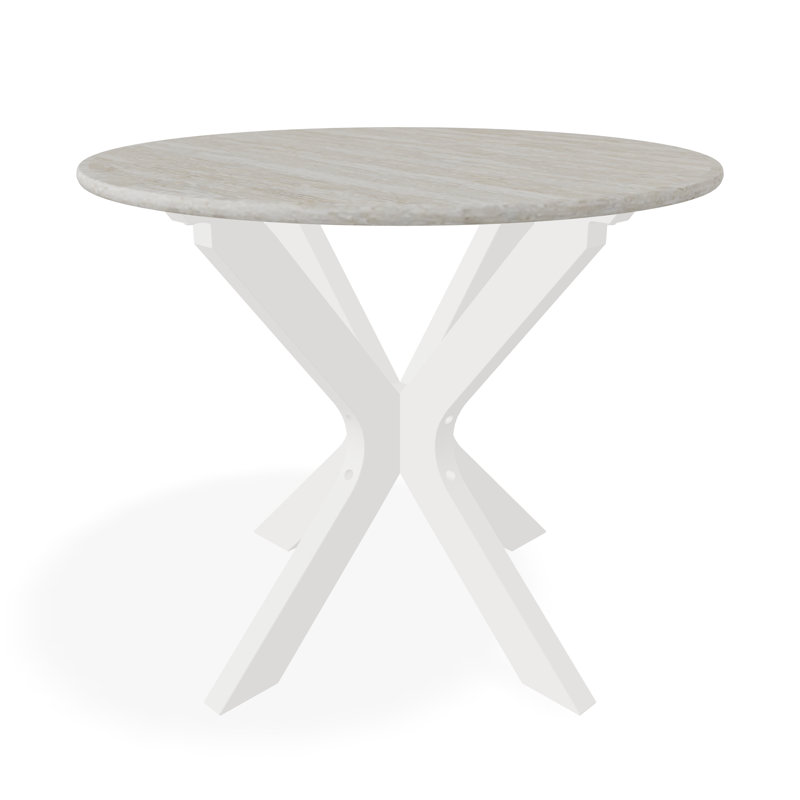 23" Round Rustic Polymer Outdoor End Table, White/Snow