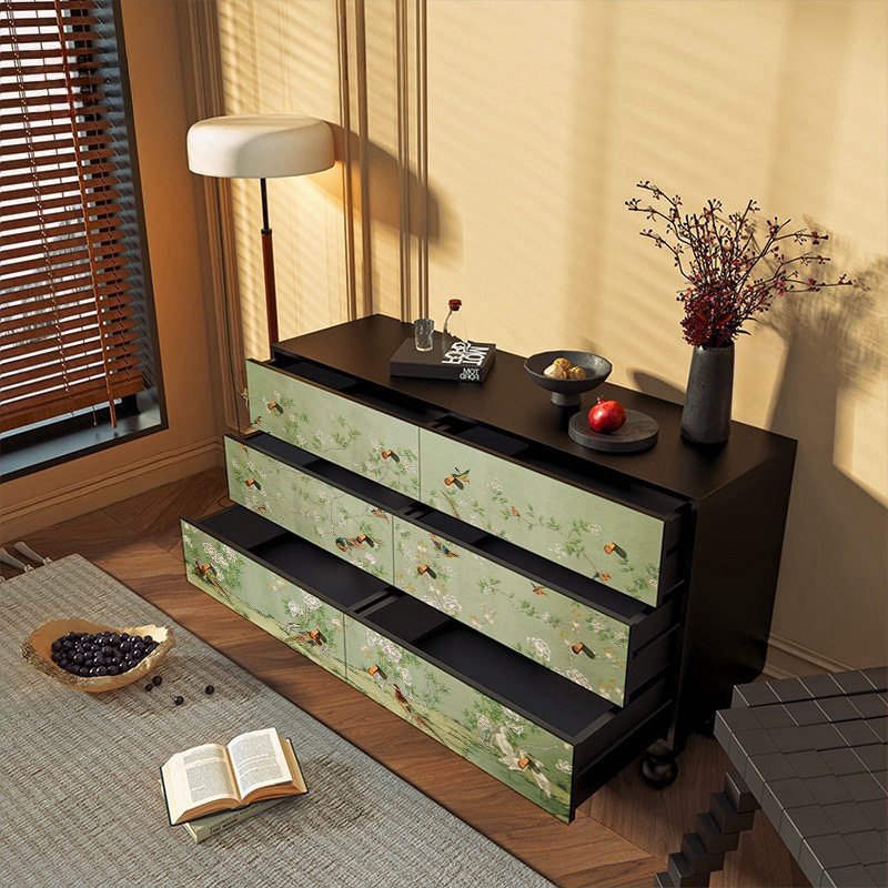 Modern Light Luxury 6-Drawer Storage Cabinet, Black