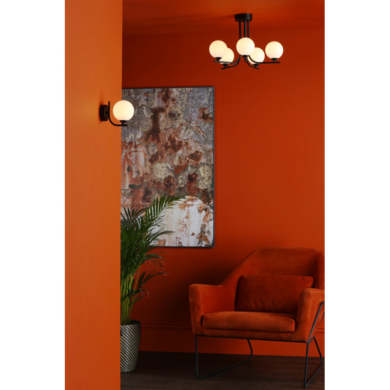 Wall Light, Opal Glass, Satin Black