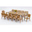12 Seats 13 Pcs Grade-A Teak Wood Dining Set: 118" Double Extension Mas Oval Trestle Leg Table And 12 Arbor Stacking Arm Chairs #11AB2712-1506624225