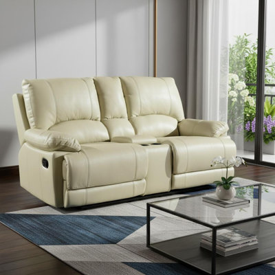  Causeuse inclinable manuelle en similicuir 76 po avec rangement 76 po