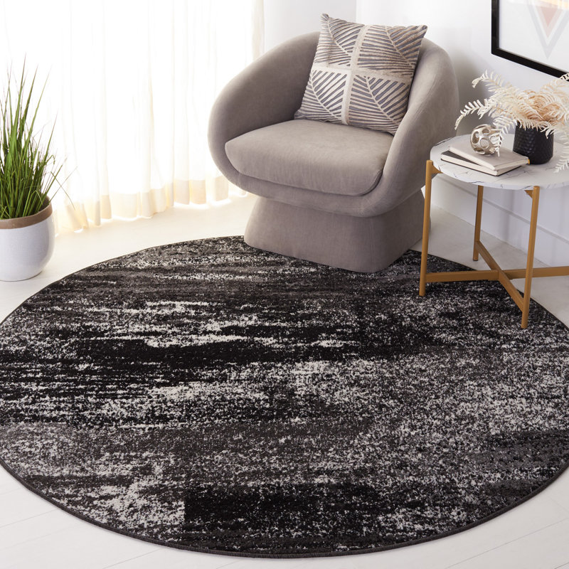 Algonquin Performance Abstract Rug, Round 10', Black/Gray
