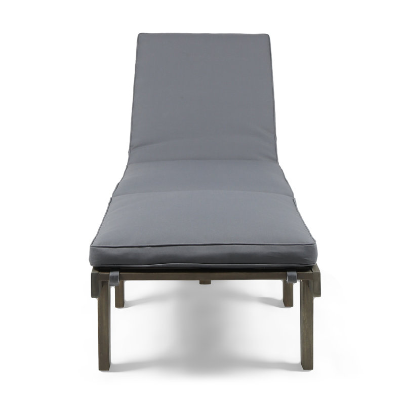  Chaise longue d'extérieur en bois avec dossier et coussin réglables, gris