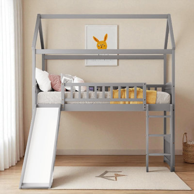 Twin Size Low Loft Bed With Slide