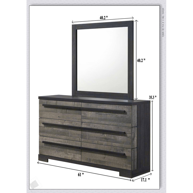 Commode à six tiroirs en bois avec finition ébène gris pour le rangement et l'organisation de la chambre à coucher moderne