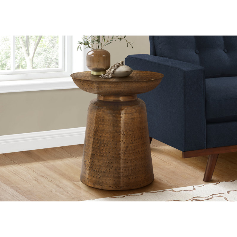 Table d'appoint en cuivre cuivré - 22 po de hauteur, extrémité élégante pour le salon de chambre à coucher, comme côté ou côté