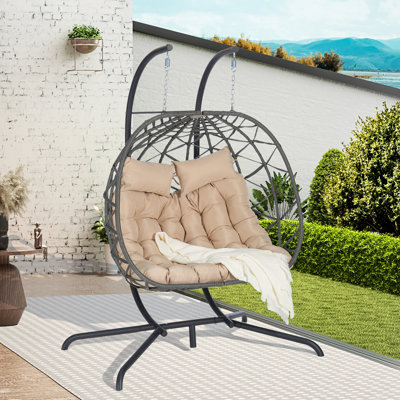 Double chaise à œufs avec support suspendu pour l'intérieur et l'extérieur