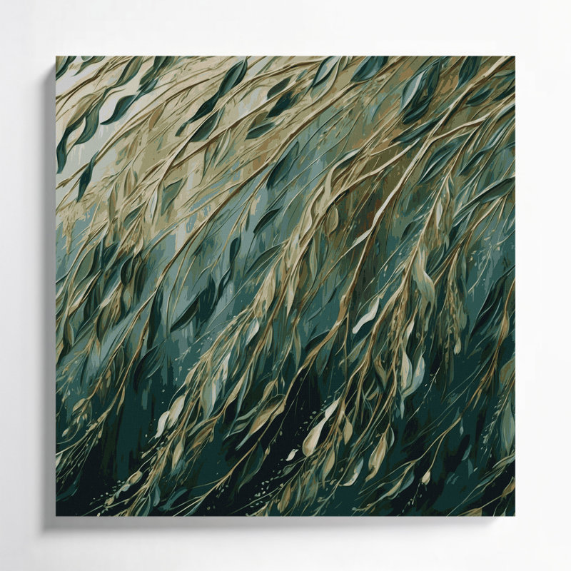 Botanical Willow Branches Green Canvas Wall Art, 8" H x 8" W