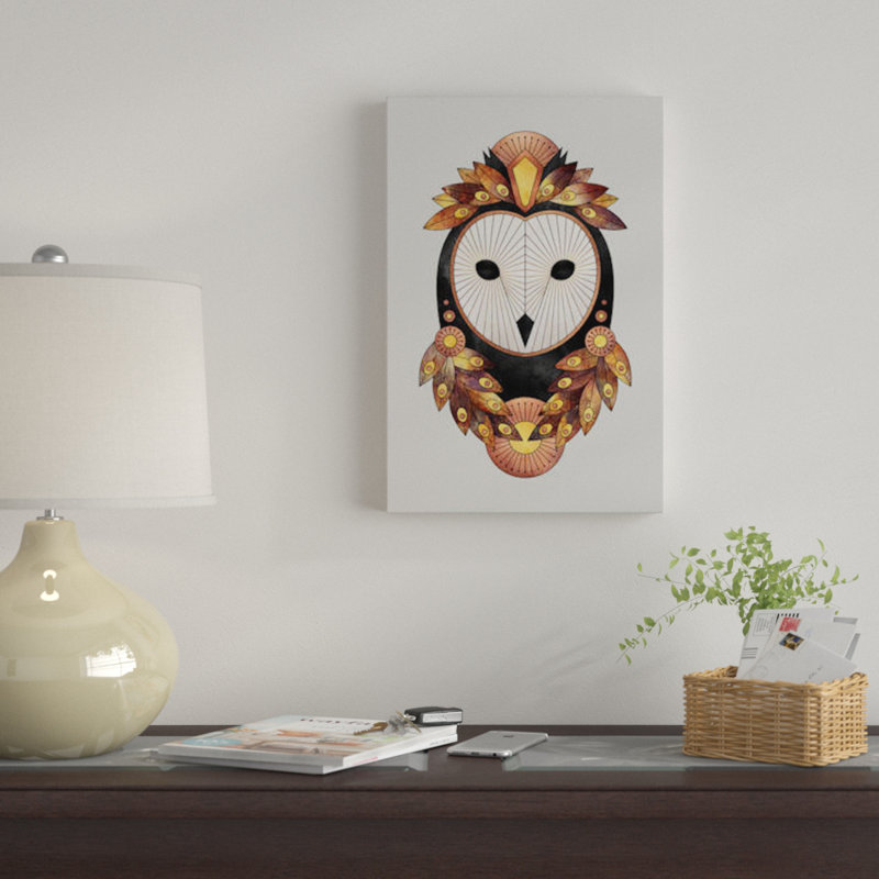 « hibou ii », impression sur toile, H 18 po x l 12 po x P 1,5 po, Toile tendue, Pas de tapis