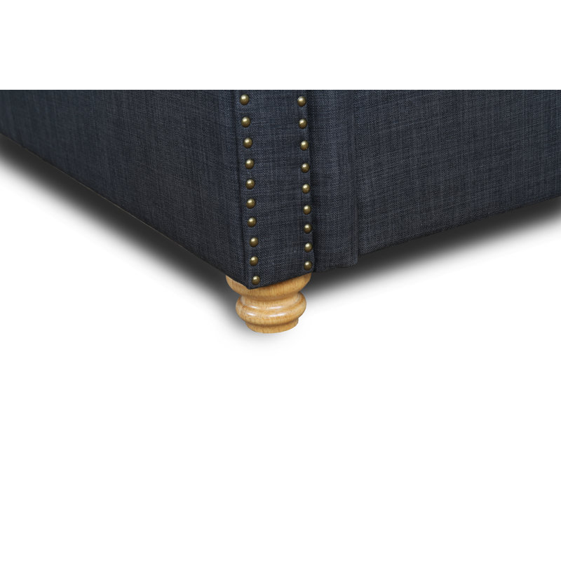 Upholstered Bed, Full, Dark Blue