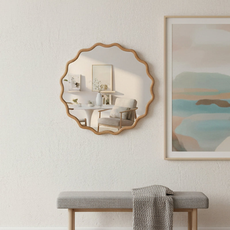Miroir rond, Naturel, Rond
