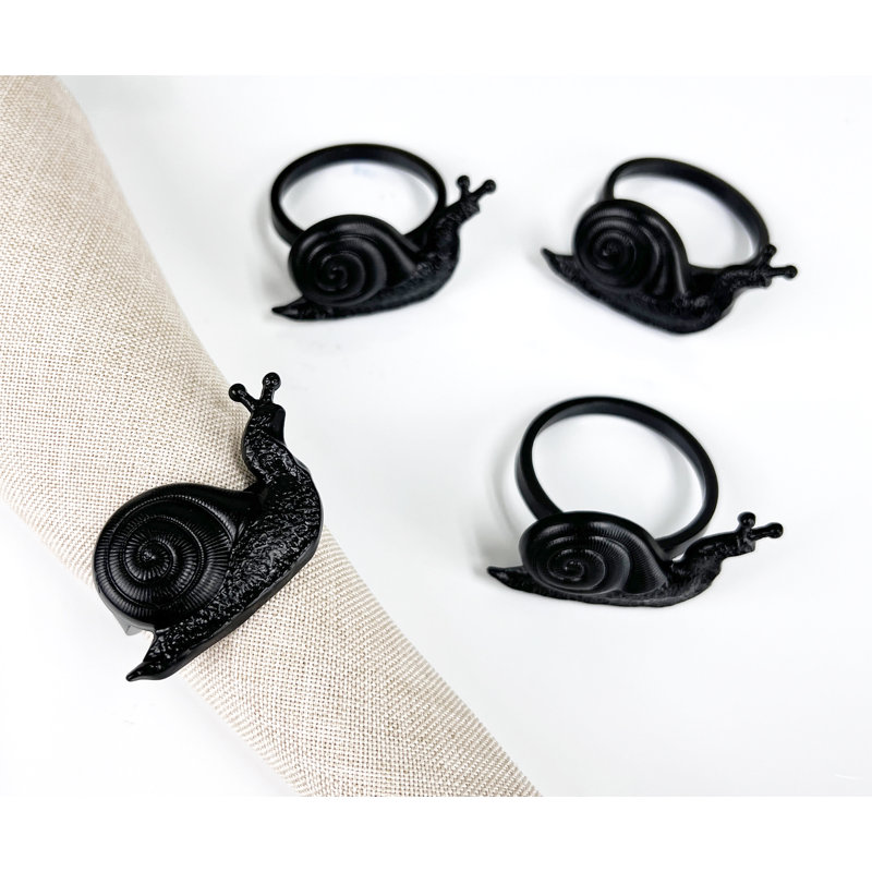 Rond de serviette en métal, Noir