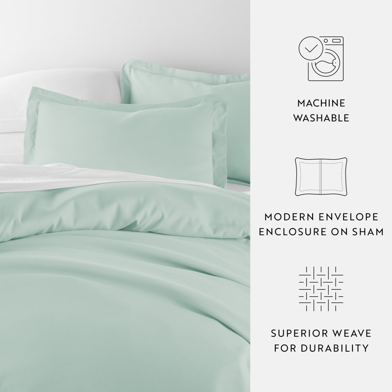 Super Soft Double Brushed Duvet Cover Set, Aqua, Full/Queen Duvet Cover + 2 Standard Shams