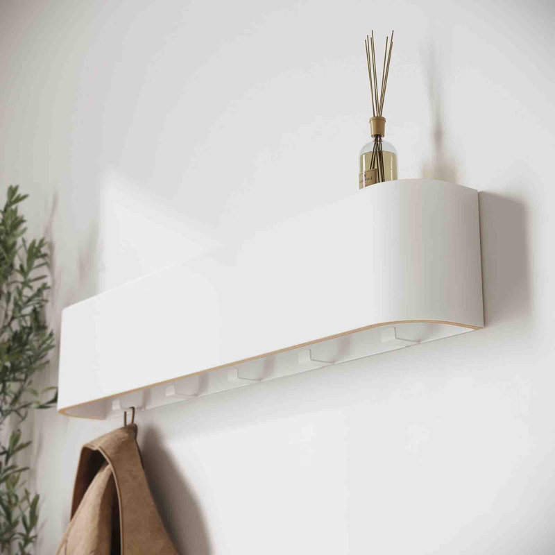 Rikayla Solid Wood Wall 5 - Hook Coat Rack, White
