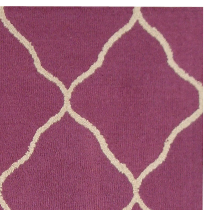 Tapis mauve / beige en laine touffeté à la main