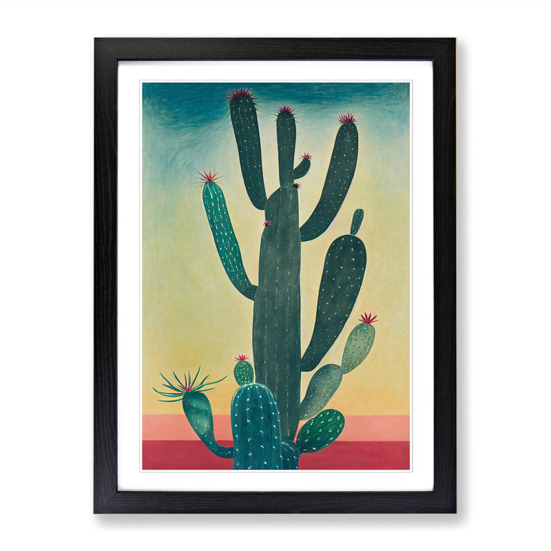FRM-V0523-350X Cactus Cacti View - Single Picture Frame Print, 46cm H x 34cm W x 2cm D, Walnut Framed