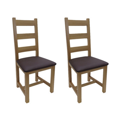 Marley 48cm H Genuine Leather Upholstered Ladder Back Dining Chair