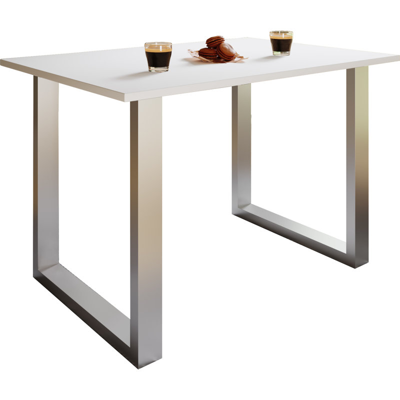 Alexious Metal Base Dining Table, White, Browning, 76cm H x 110cm W x 50cm D